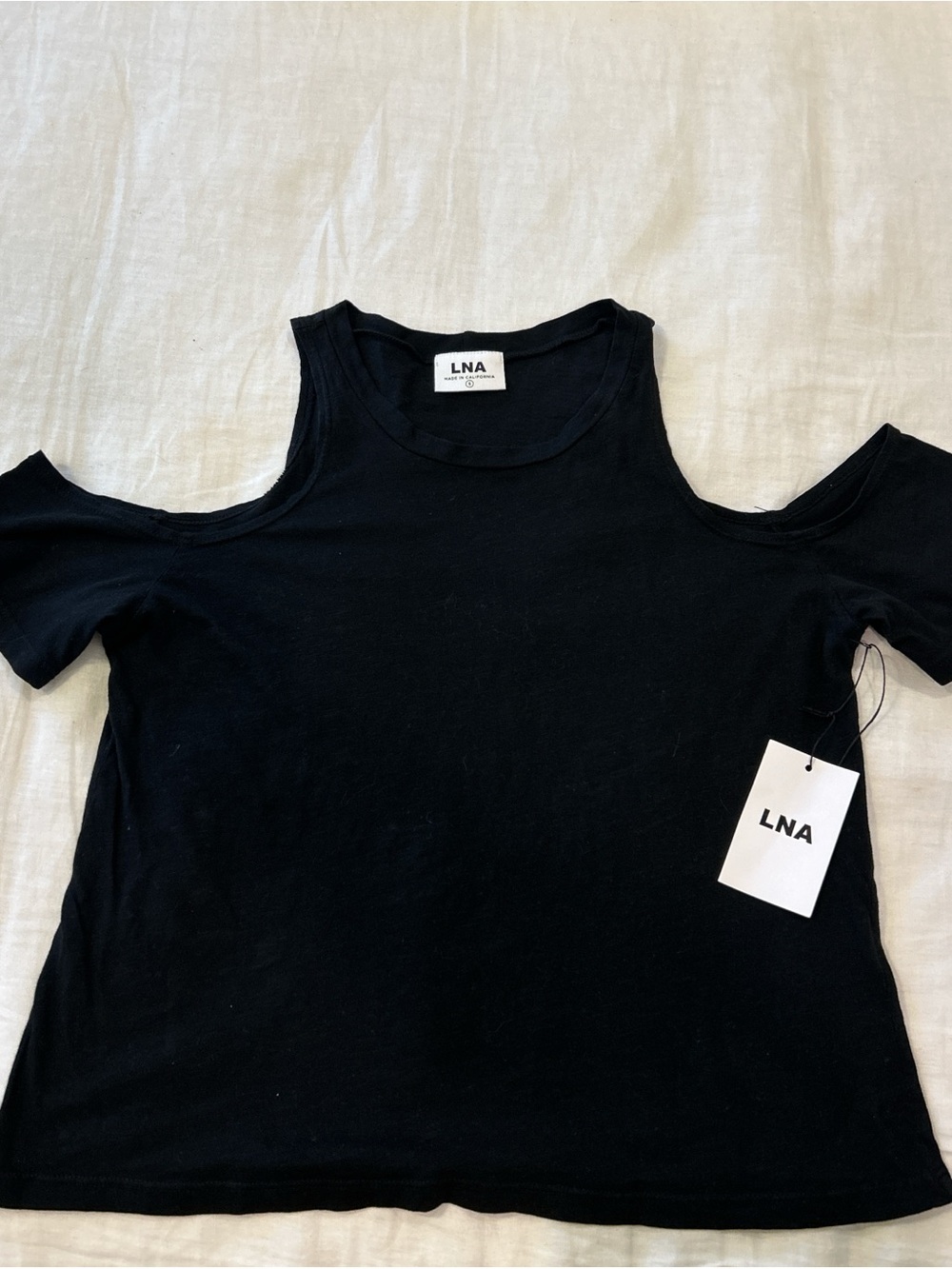LNA Black Cold-Shoulder Tank with Cutout Shoulders